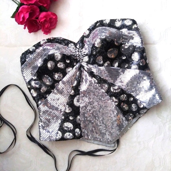 Kiss Kiss Formal Mary's Bridal Sequined Corset Women's Size 14